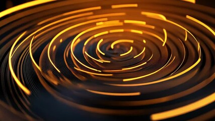 Poster - Expanding circular lines with vibrant orange hues create a captivating abstract pattern in a seamless design, 4K Abstract Expanding Circular Lines Seamless
