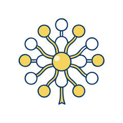 Network connection icon with yellow and white linked circles