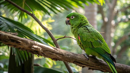 portrait close up of colorful scarlet macaw parrot in mexico against green natural background. love 