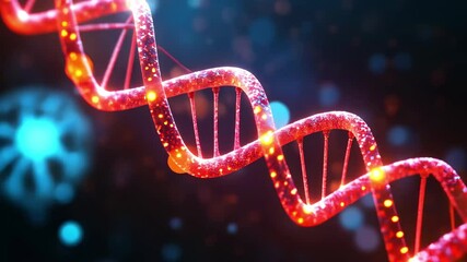Poster - Digital data processing illustrated through a spinning DNA strand with vibrant colors and particles, digital data processing over dna strand spinning
