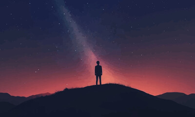 Wall Mural - ethereal beauty of a starry night sky with the milky way, vector flat minimalistic isolated illustra