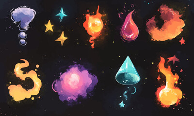 Wall Mural - explore a variety of timeless 2d cartoon fx effects with this collection featuring 10 dynamic elemen