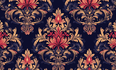 damask seamless pattern background. classical luxury old fashioned damask ornament, royal victorian 