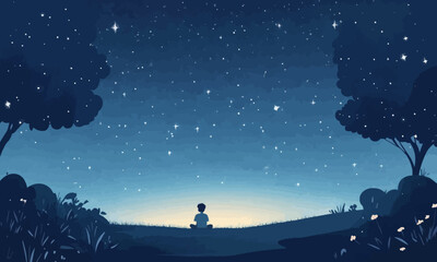Wall Mural - ethereal beauty of a starry night sky with the milky way, vector flat minimalistic isolated illustra