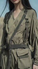 Poster - A woman dressed in a military uniform holds a cell phone, ready for communication.