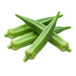 © AI Creatives Studio - Vibrant green okra pods, fresh from the garden, showcasing their smooth texture and rich color against a stark white background.