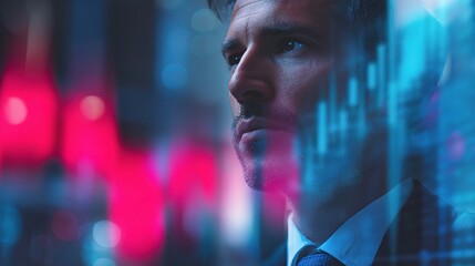 Poster - Confident Man Analyzing Stock Market Data on Trading Dashboard