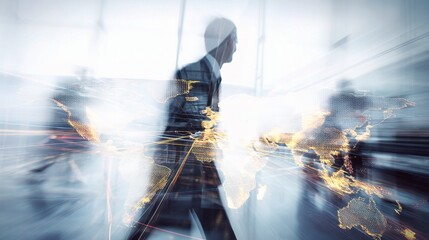 Poster - Executive in Motion Blur Representing Global Connectivity Trends