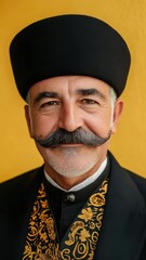 Aufkleber - A man wearing a mustache and a black hat, perfect for various themes and occasions.