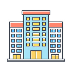 Poster - Modern Apartment Building Complex Illustration Cityscape Residential Structure