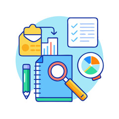 Poster - Analysis and Planning Icon: Data, Charts, and Checklists