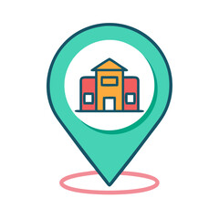Poster - School location pin icon for maps and travel