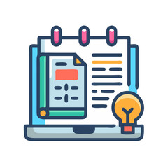 Poster - Planning and innovation: Calendar, documents, and lightbulb icon