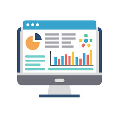 Poster - Computer screen displaying data analytics charts and graphs
