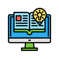 Poster - Online learning concept with book and light bulb