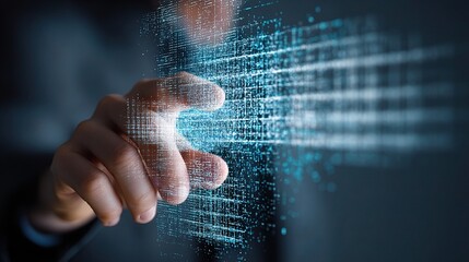 Poster - Businessman Working on Digital Interface with Hand Gesture