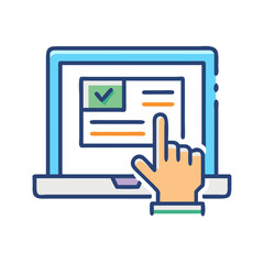 Poster - Online Form Completion: Hand Clicking on Laptop Screen