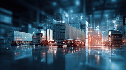 Poster - Abstract Digital Diagram of Global Logistics in Modern Warehouse