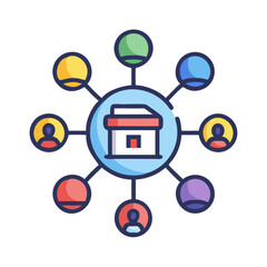 Poster - Decentralized Network Icon Illustrating Community Connection and Sharing