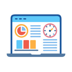 Poster - Data dashboard on laptop showing reports and statistics