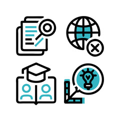 Poster - Icons: Business strategies, plan, market, communication and ideas