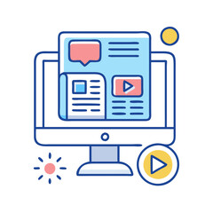 Poster - Modern digital content presentation on computer display illustration