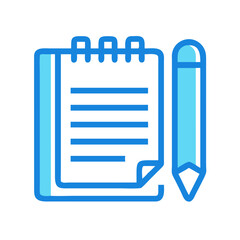 Poster - Blue Notepad and Pencil on Black Background Illustration