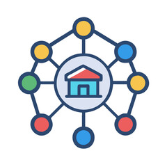 Poster - Decentralized home network icon with colorful node connections