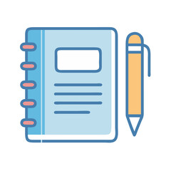 Poster - Blue Notebook and Pen: Stationery for Writing, Notes