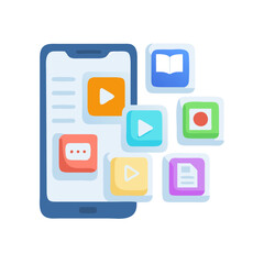 Poster - Phone with icons representing different app features