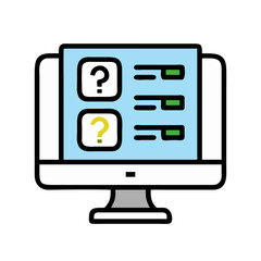 Poster - Online survey questions on desktop computer, feedback concept