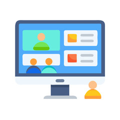 Poster - Computer screen displaying online video conference, team meeting