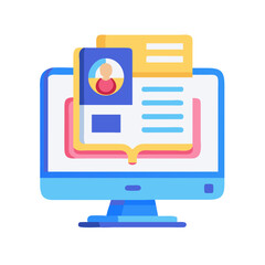 Poster - Digital profile on computer monitor icon in flat