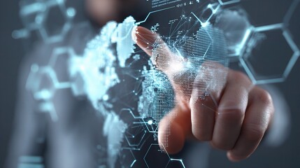 Poster - Interactive Global Network Map Interface with Futuristic Design