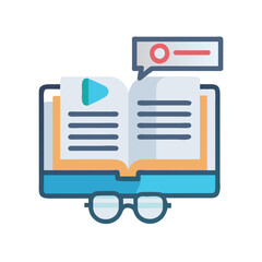 Poster - Online Learning Book with Glasses and Notification Icon