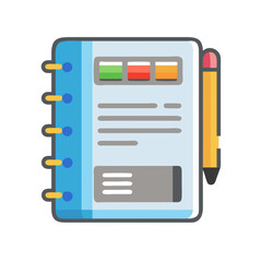 Poster - Notebook and Pencil Flat Icon School Supplies Design
