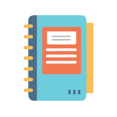 Poster - Notebook vector icon, spiral bound, light blue cover