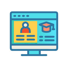 Poster - Online Education Platform, E-learning, Computer Screen and Graduation Cap