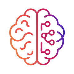 Poster - AI Brain Connectivity Gradient Icon on Black Background
