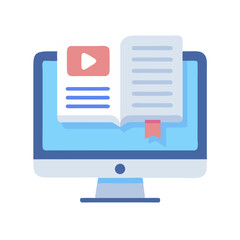 Poster - Online education with video and book vector concept