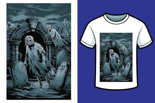 Halloween t-shirt design illustration cat witch 