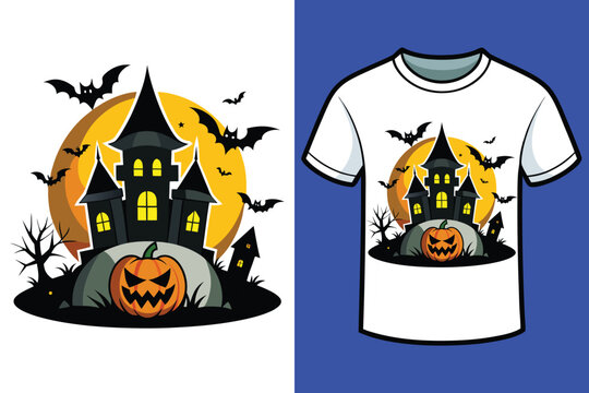 Halloween t-shirt design illustration cat witch 