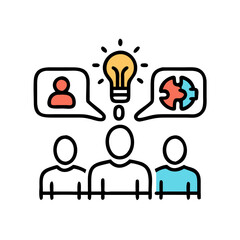 Poster - Teamwork solutions concept with lightbulb and jigsaw puzzle