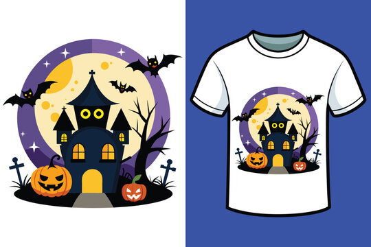 Halloween t-shirt design illustration cat witch 
