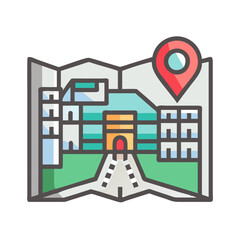 Poster - Campus map with location pin illustration concept design