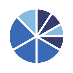 Poster - Pie Chart Graphic with Color Variations in Shades of Blue
