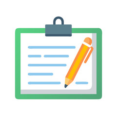 Poster - Clipboard with Pen Flat Design Illustration