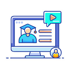 Poster - Online Education, E-Learning, Graduation Video Call on Monitor