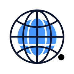 Poster - Blue globe internet icon, connected, worldwide communication symbol