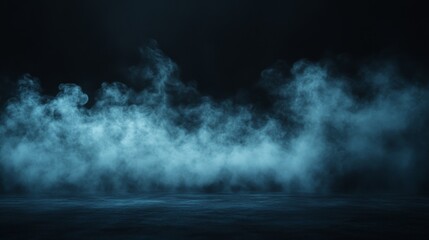 Aufkleber - Mysterious Mist Enveloping the Ground in a Dimly Lit Atmosphere, Creating an Enchanting and Surreal Ambiance in a Darkened Environment